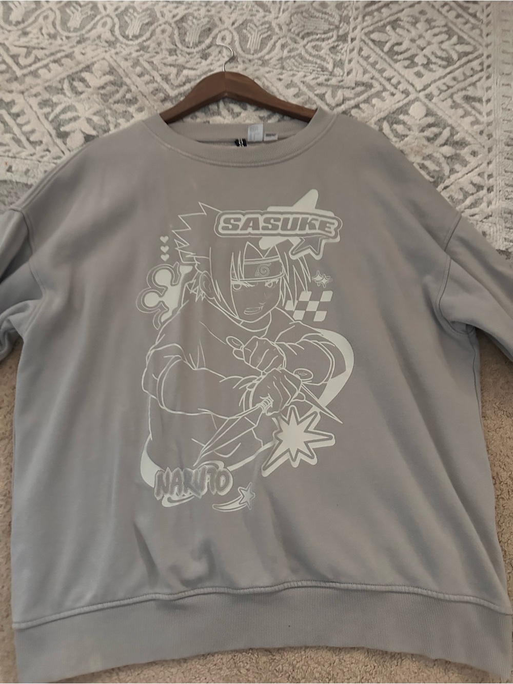 Unbranded women’s Light Gray Graphic Sweatshirt - Sasuke Naruto Design